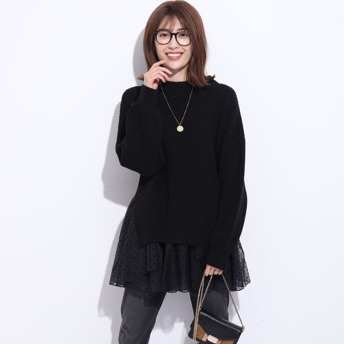 アプワイザーリッシェ Apuweiser-riche シアーヘムレイヤードニット