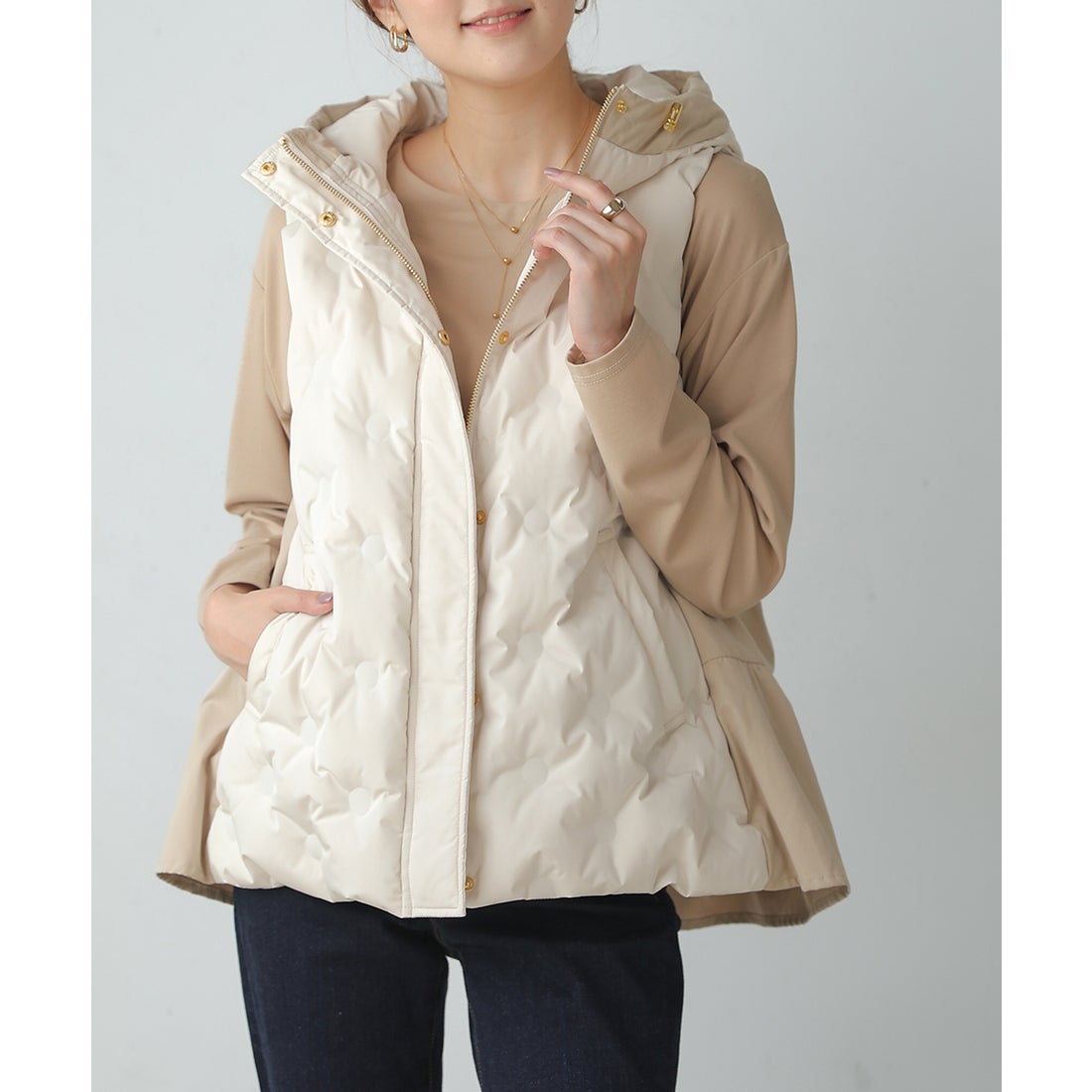 ブージュルード Bou Jeloud ヒートボンディングティアードダウンベスト