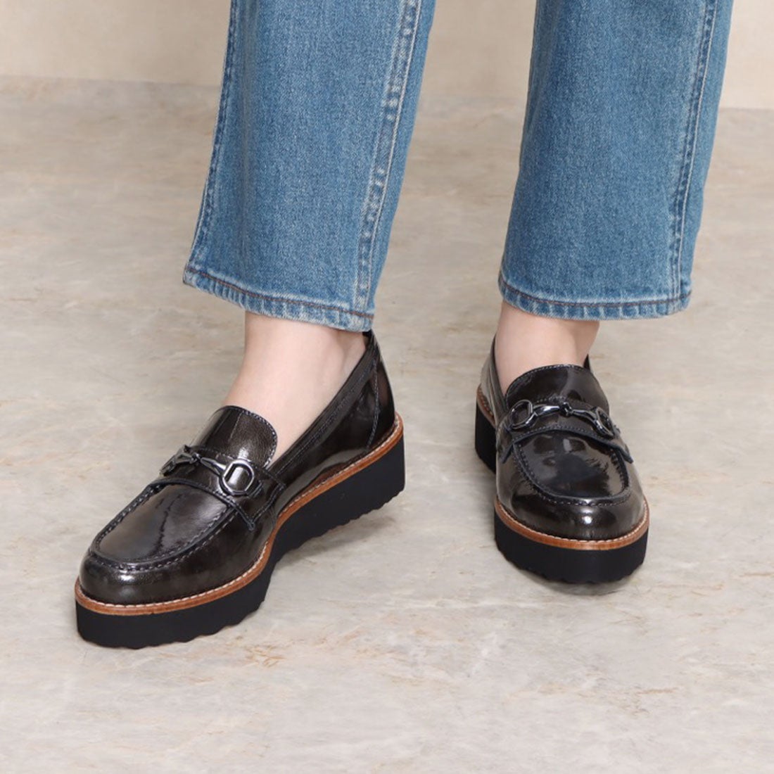 ボントレ BONTRE 厚底ビットローファー （グレー） -インポート