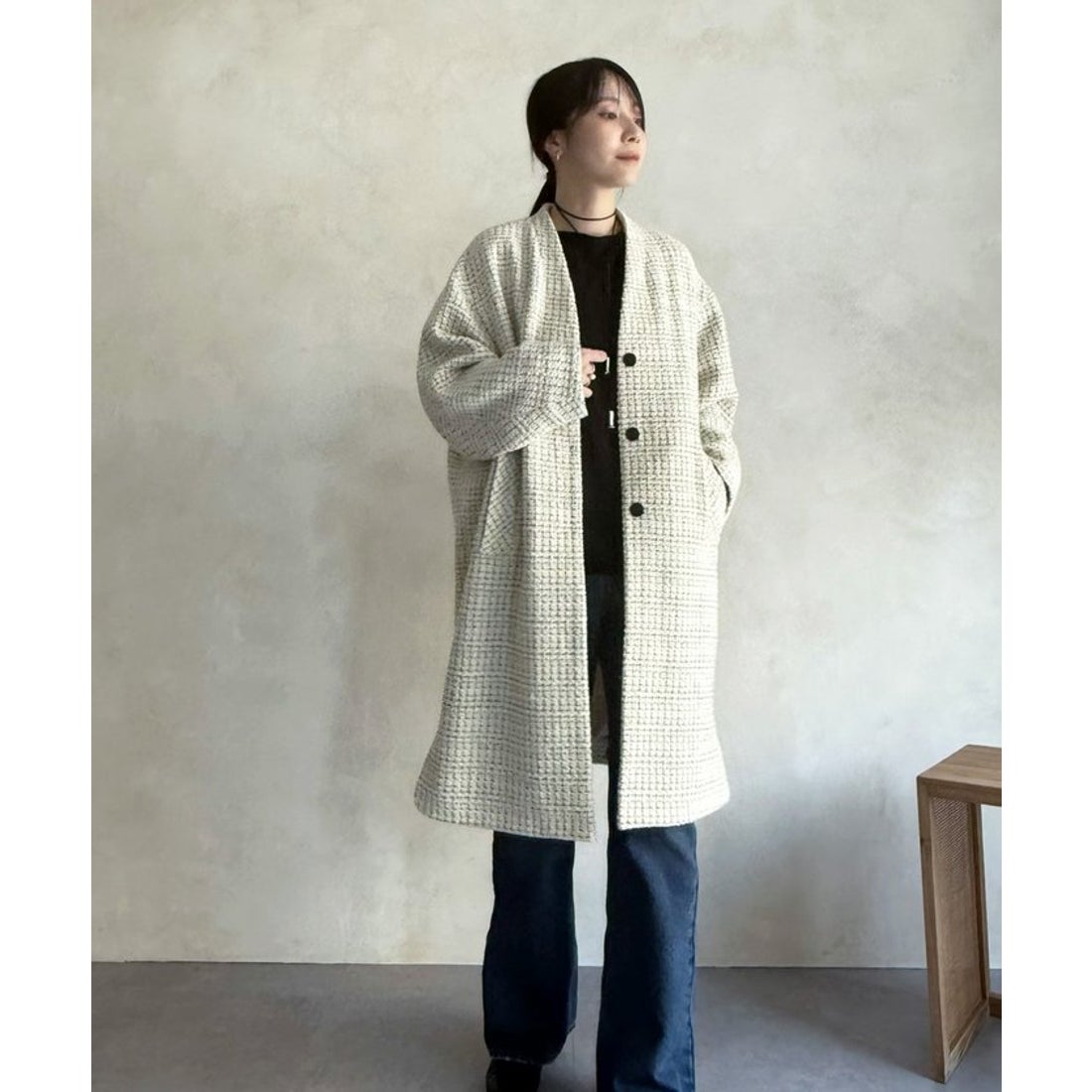 ビアズリー BEARDSLEY 《近日予約開始》チェックツイードロングコート