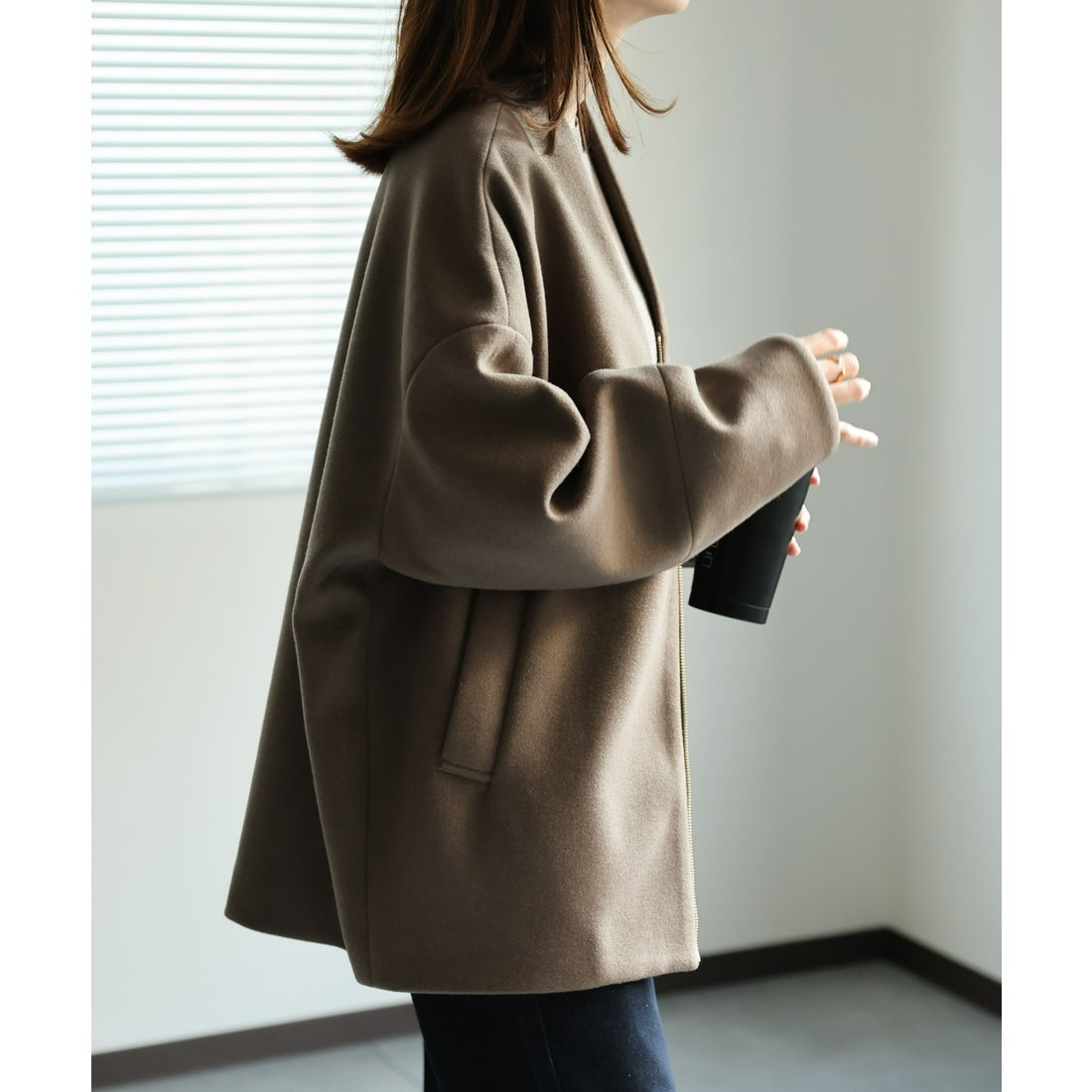 サキシマ トーキョー sakishima tokyo ノーカラーショートコート