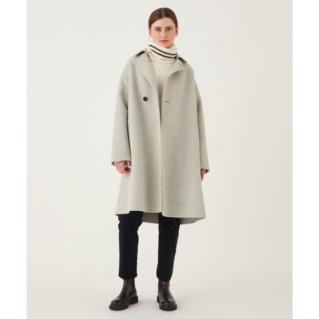 GALERIE VIE ギャルリーヴィ アルパカ混 ウールフーディコート グレー