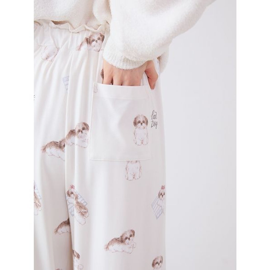 ジェラートピケ gelato pique シーズー柄ロングパンツ （OWHT） -靴