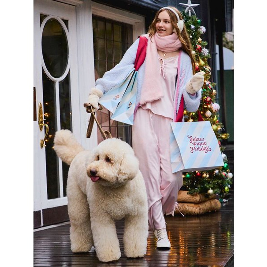 ジェラートピケ gelato pique ラメフェザーカーディガン （PNK） -靴