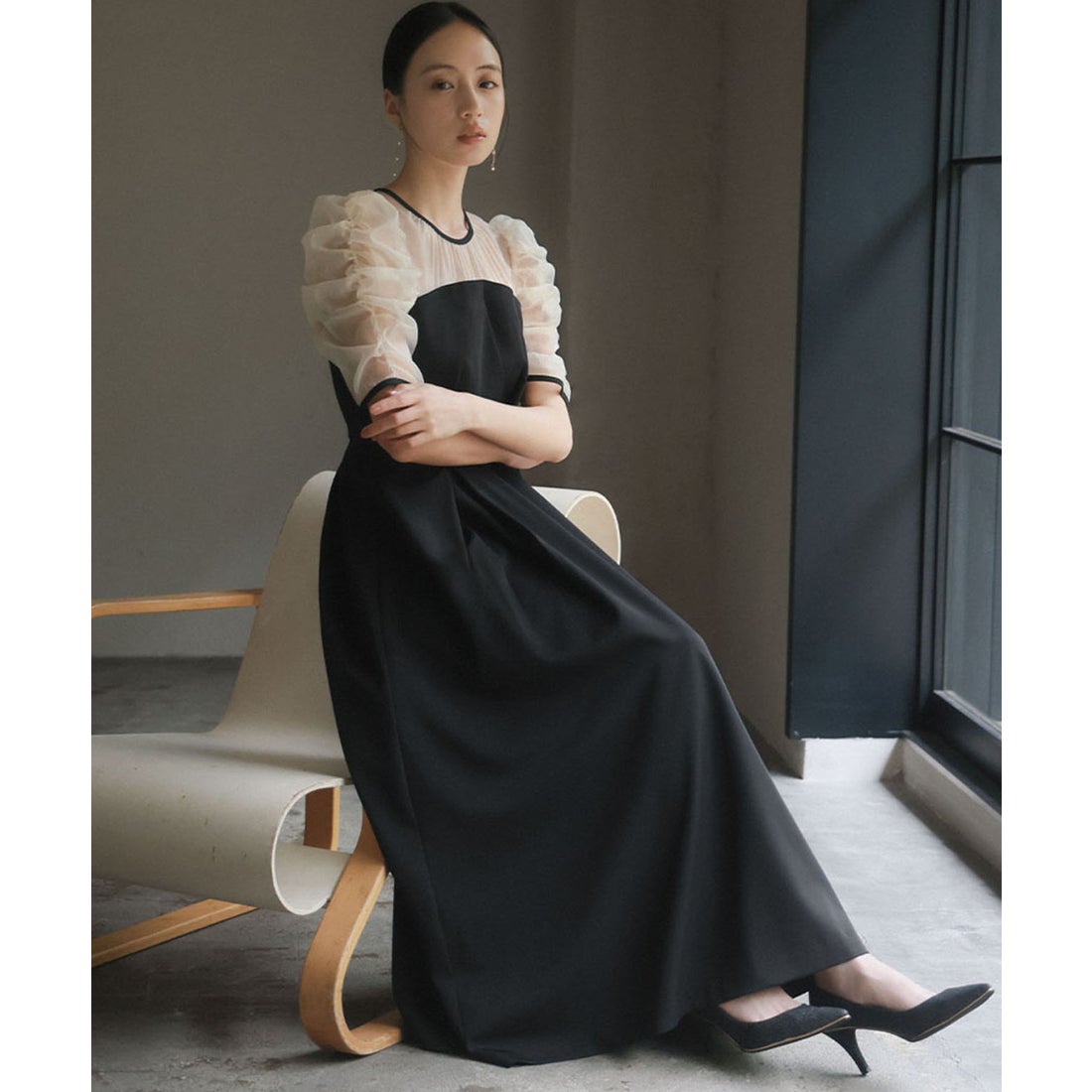 ガール GIRL [低身長/大きいサイズあり]シアー オーガンジー ギャザー