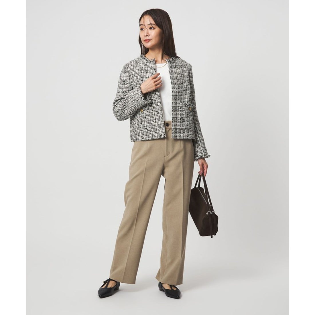 UNITED ARROWS green label relaxing ツイードライク ノーカラー