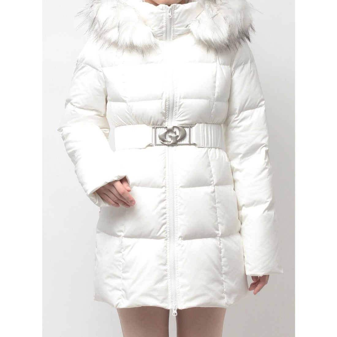 ジェイダ GYDA GDベルト付きロングダウンコート （オフホワイト