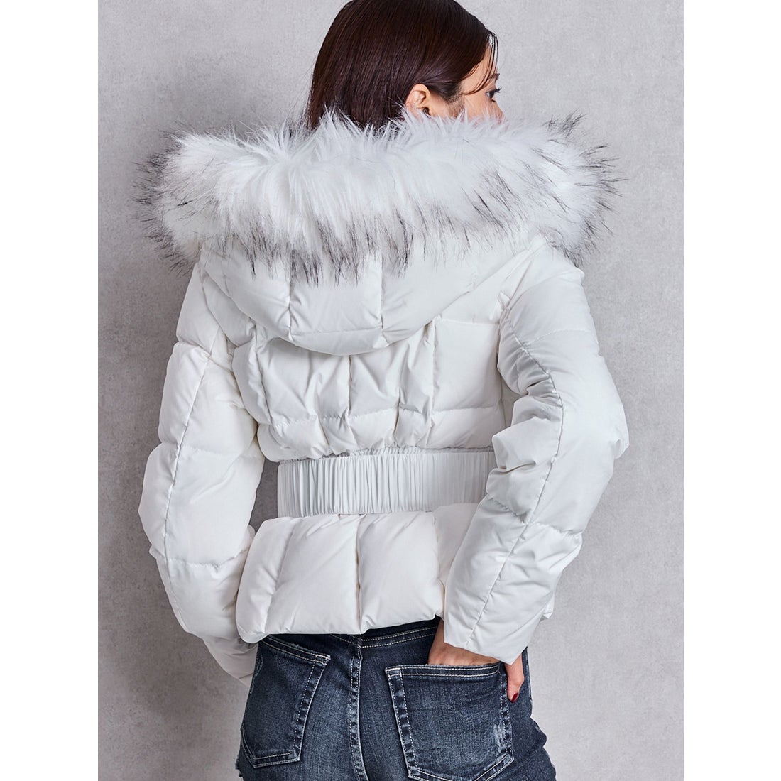 ジェイダ GYDA GDベルト付きショートダウンコート （O.WHT