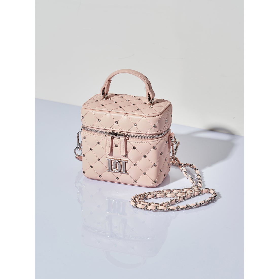 ダーリッチ Darich キルティングビジュースクエアミニバッグ （ピンク
