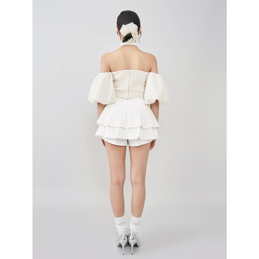 ダーリッチ Darich ホルターネックオフショルツイードトップス