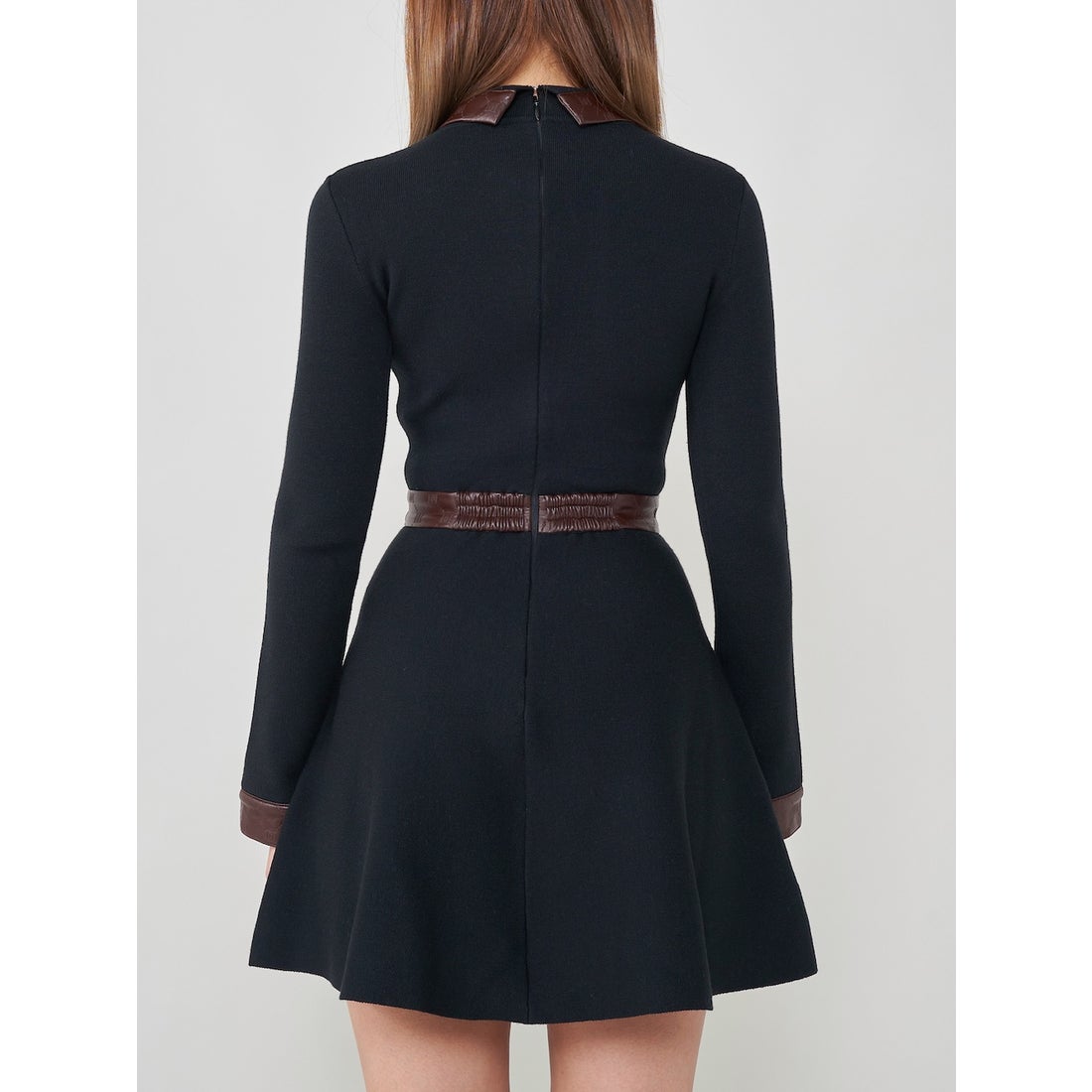 ダーリッチ Darich ロゴレザーフレアミニワンピース （ブラウン