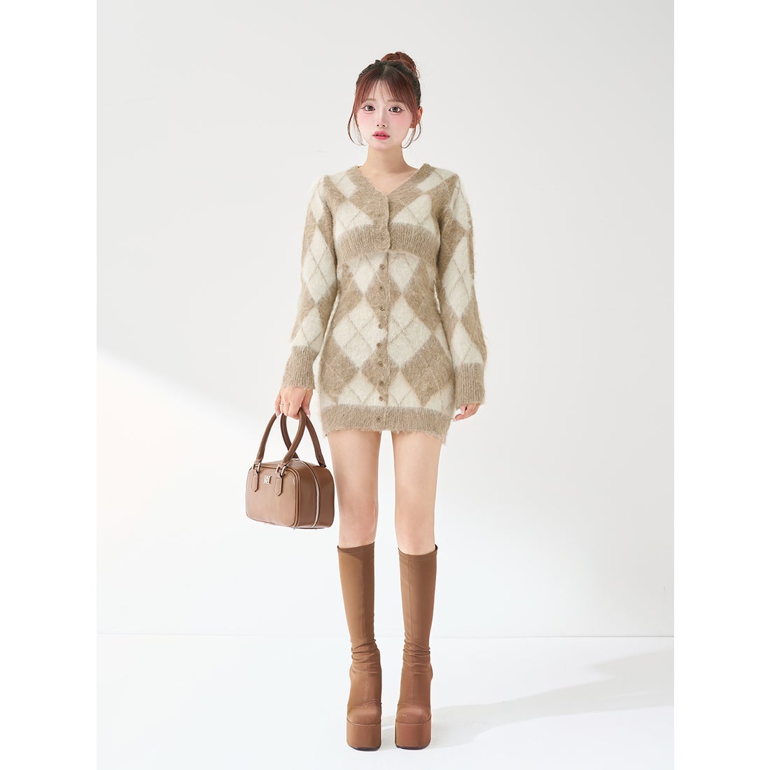 ダーリッチ Darich アーガイルニットアンサンブル （サックス