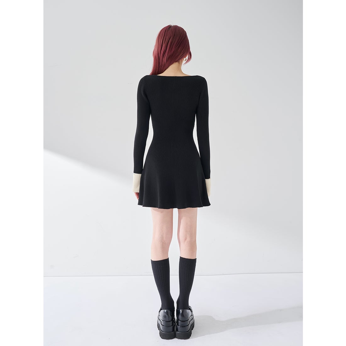 ダーリッチ Darich リボンファーフレアニットミニワンピース