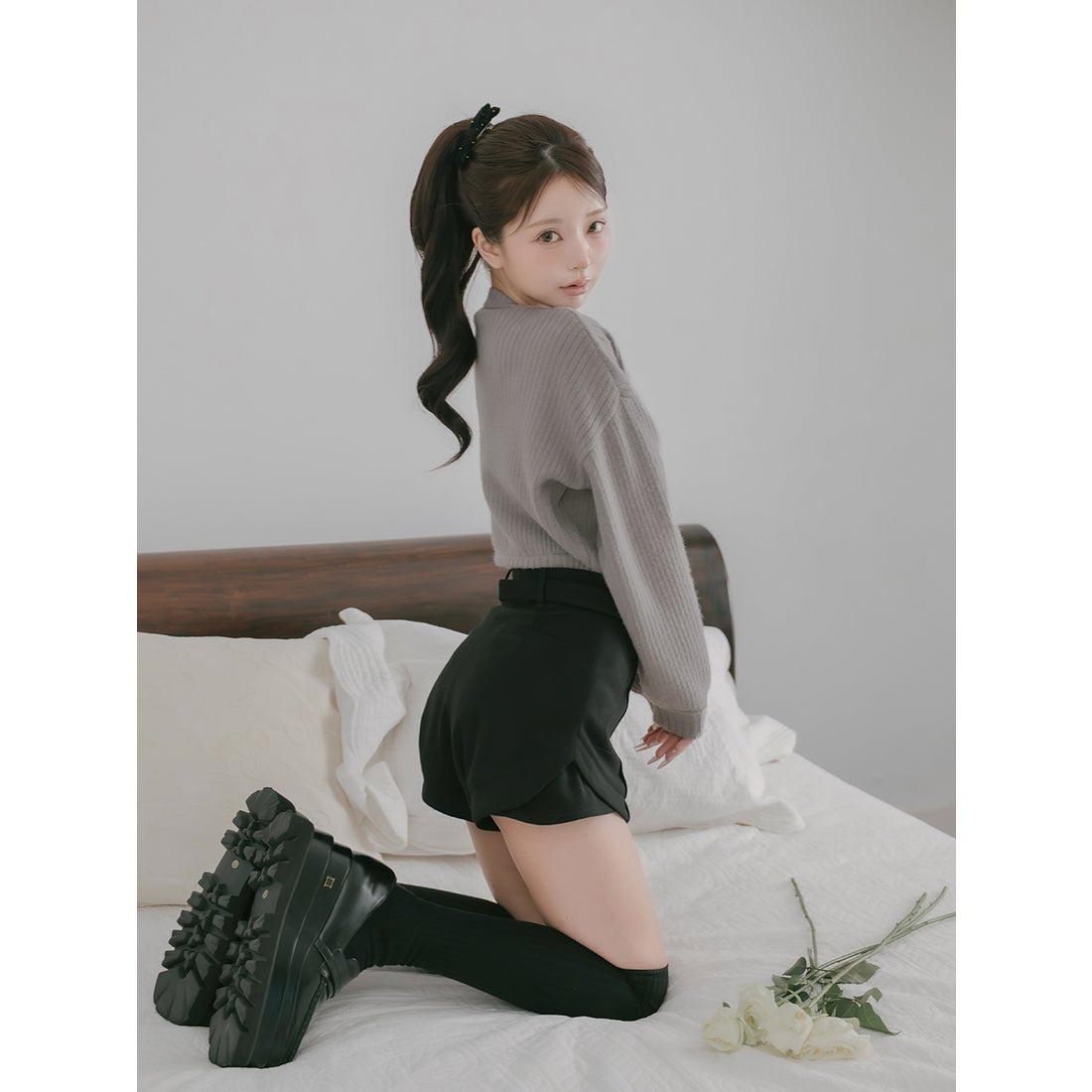 ダーリッチ Darich DRビジューボリュームリブニットトップス