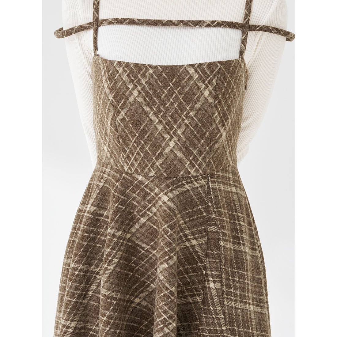 ダーリッチ Darich レイヤードチェックイレヘムミディワンピース