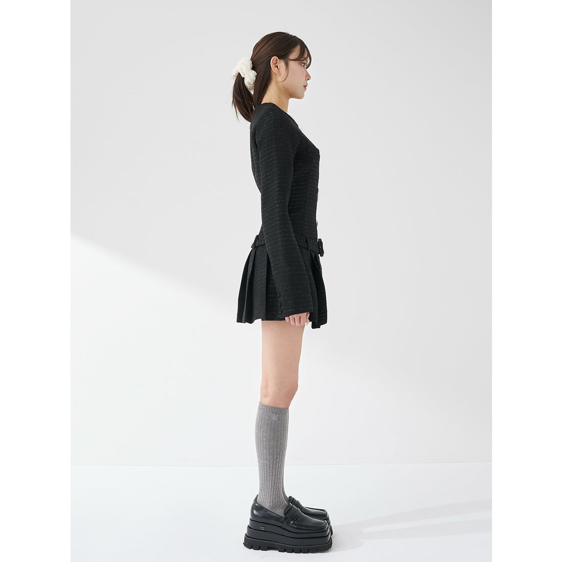 ダーリッチ Darich ボックスプリーツツイードミニワンピース