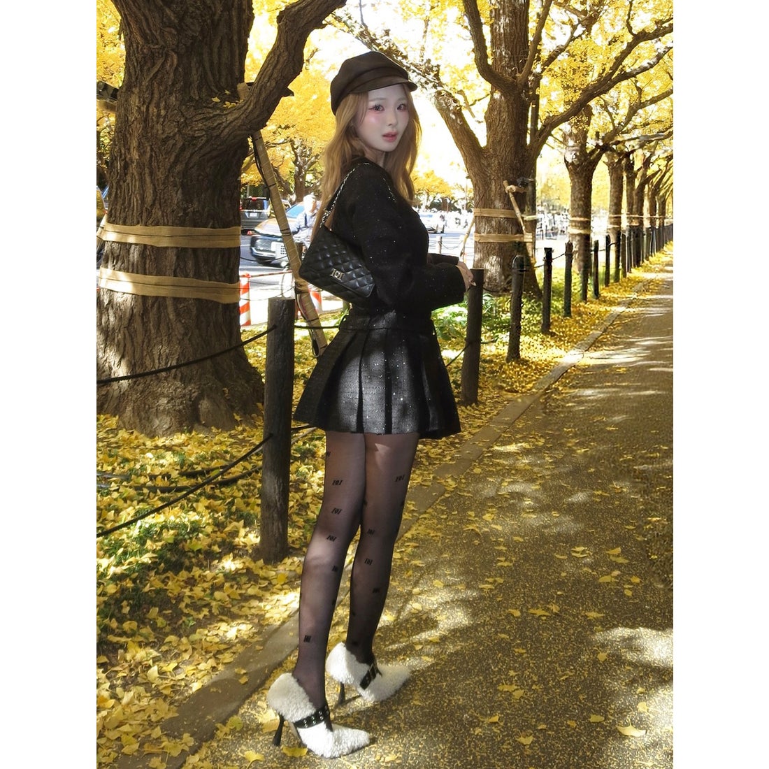 ダーリッチ Darich ボックスプリーツツイードミニワンピース