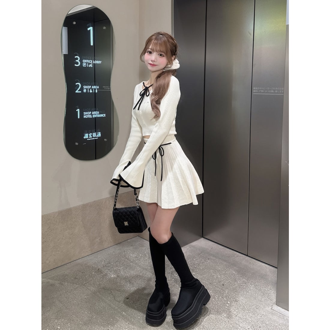 ダーリッチ Darich ウエストオープンリボンデザインニットミニ