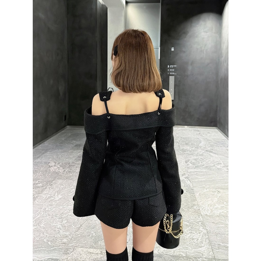 ダーリッチ Darich ボンディングツイードオフショルチュニック