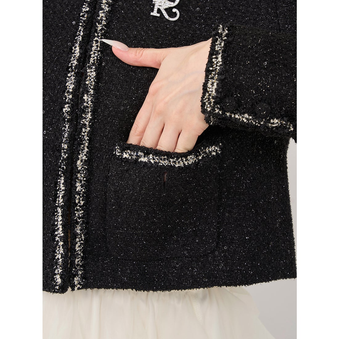 ダーリッチ Darich スパンコールツイードジャケット （ブラック