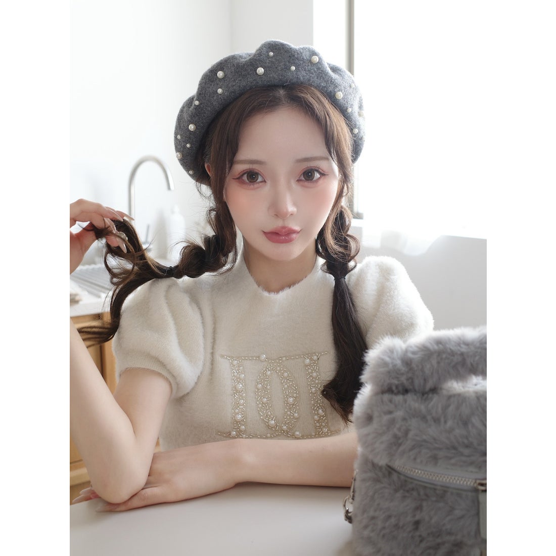 ダーリッチ Darich ファンシービーズDDロゴニットトップス （グレー