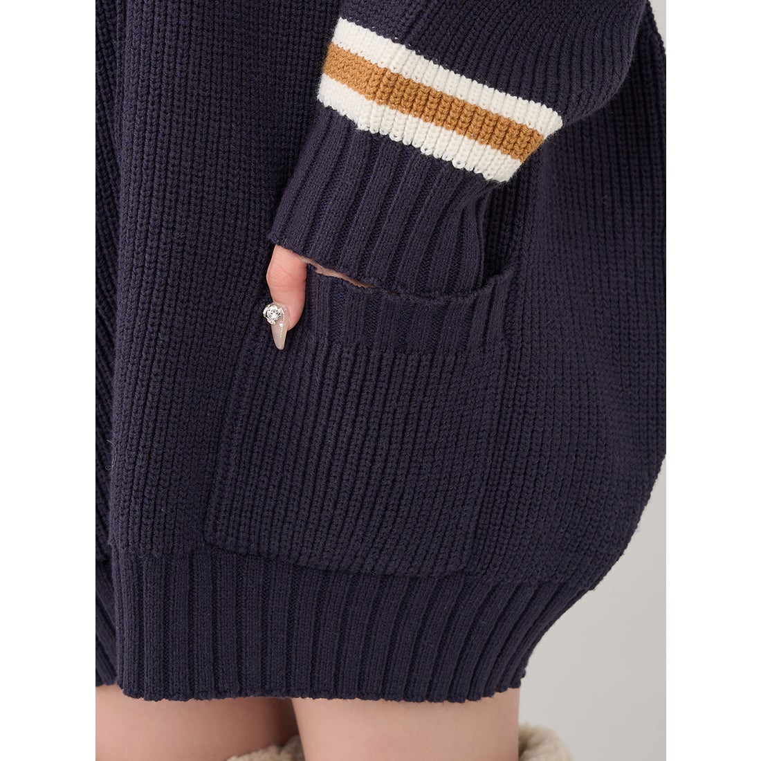 ダーリッチ Darich カレッジワッペンVネックニットカーディガン