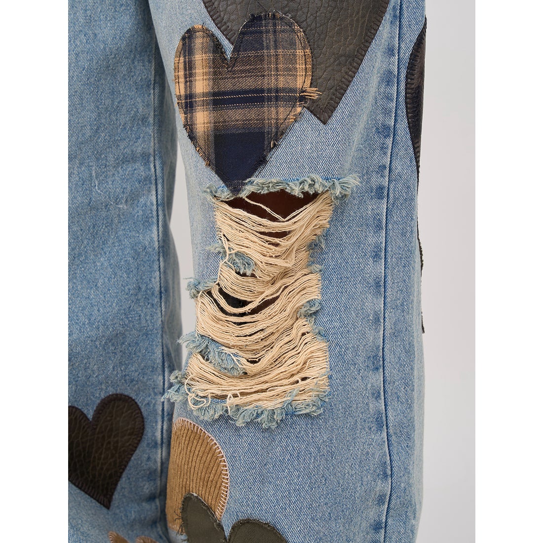 ダーリッチ Darich ランダムハートパッチワークデニムパンツ （ブルー