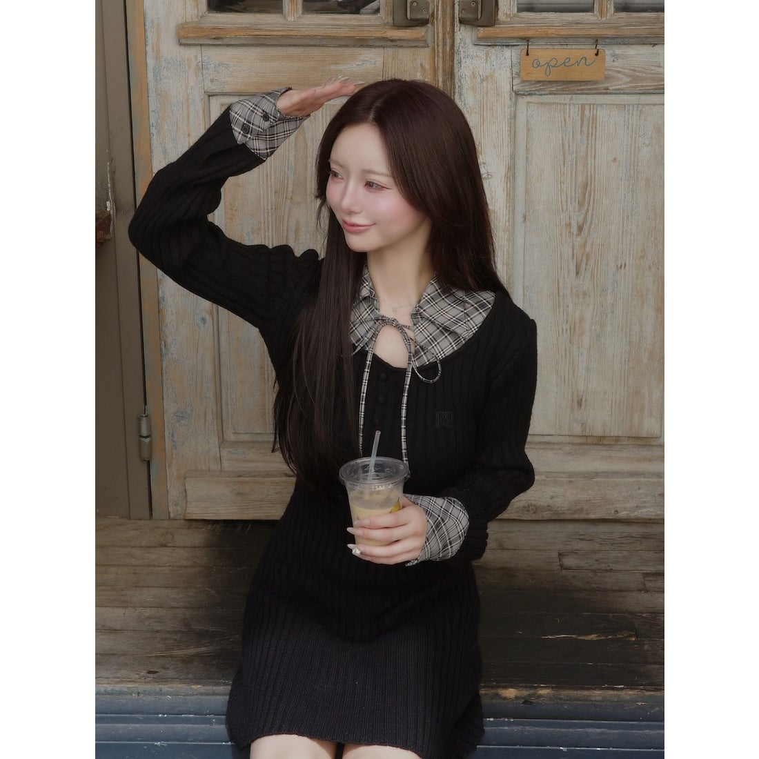 ダーリッチ Darich レイヤードライクニットミニワンピース （ベージュ