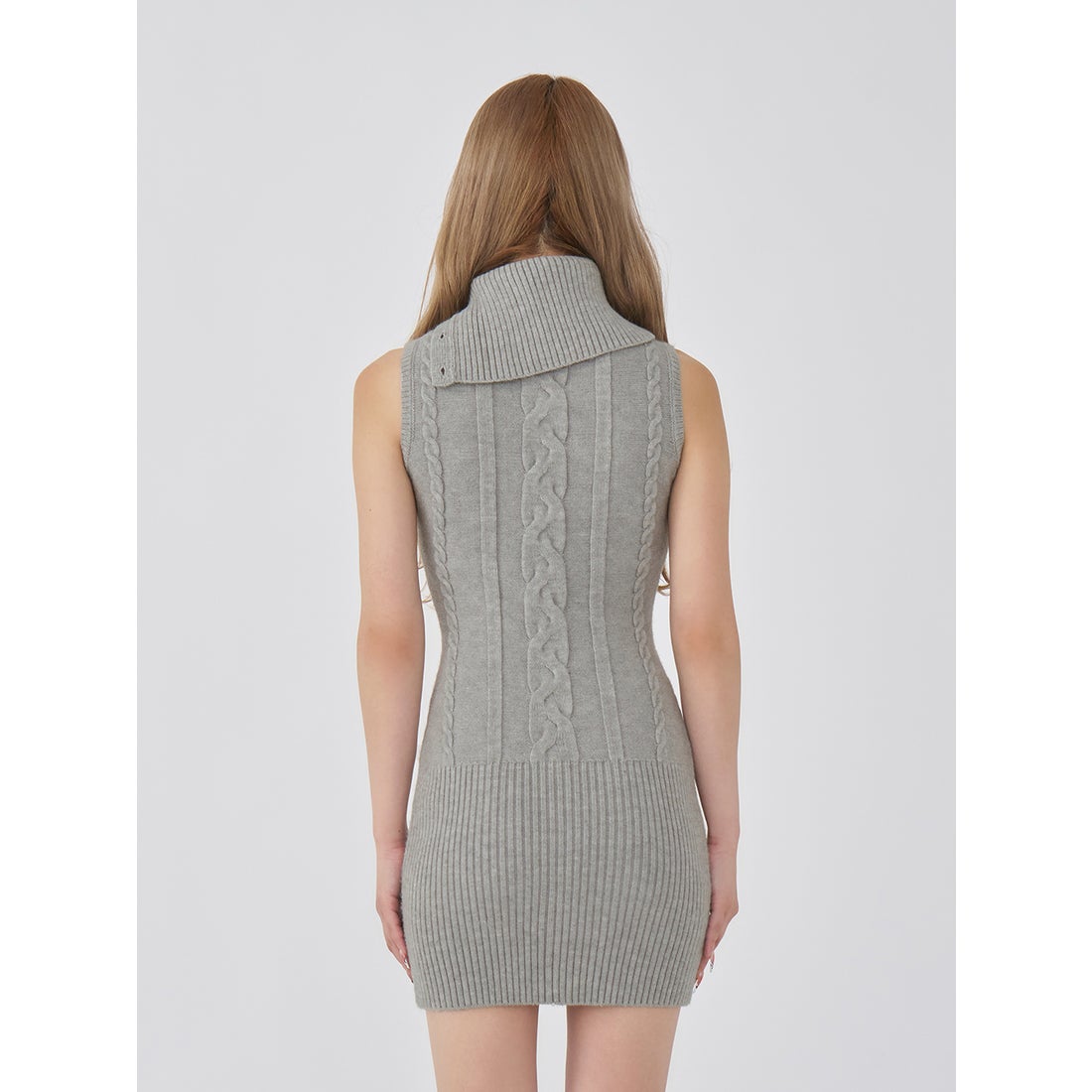ダーリッチ Darich デザインネックニットミニワンピース （グレー