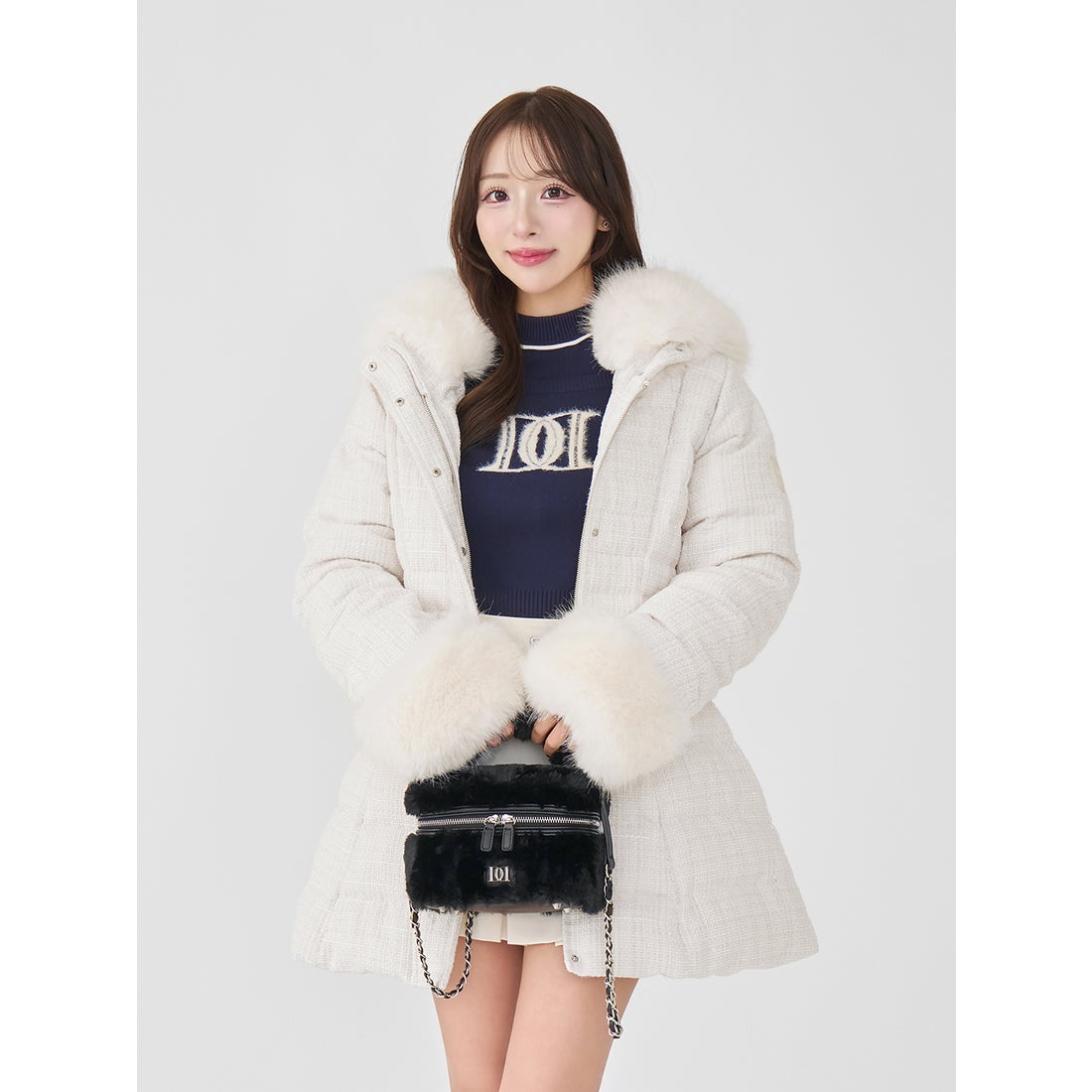 ダーリッチ Darich レディミディツイードダウンコート （ホワイト