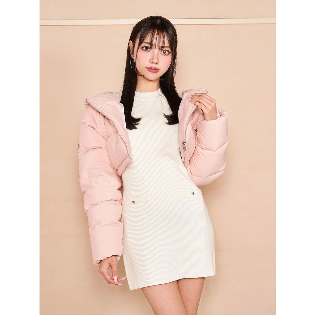 ダーリッチ Darich クロップドパフダウンジャケット （ピンク