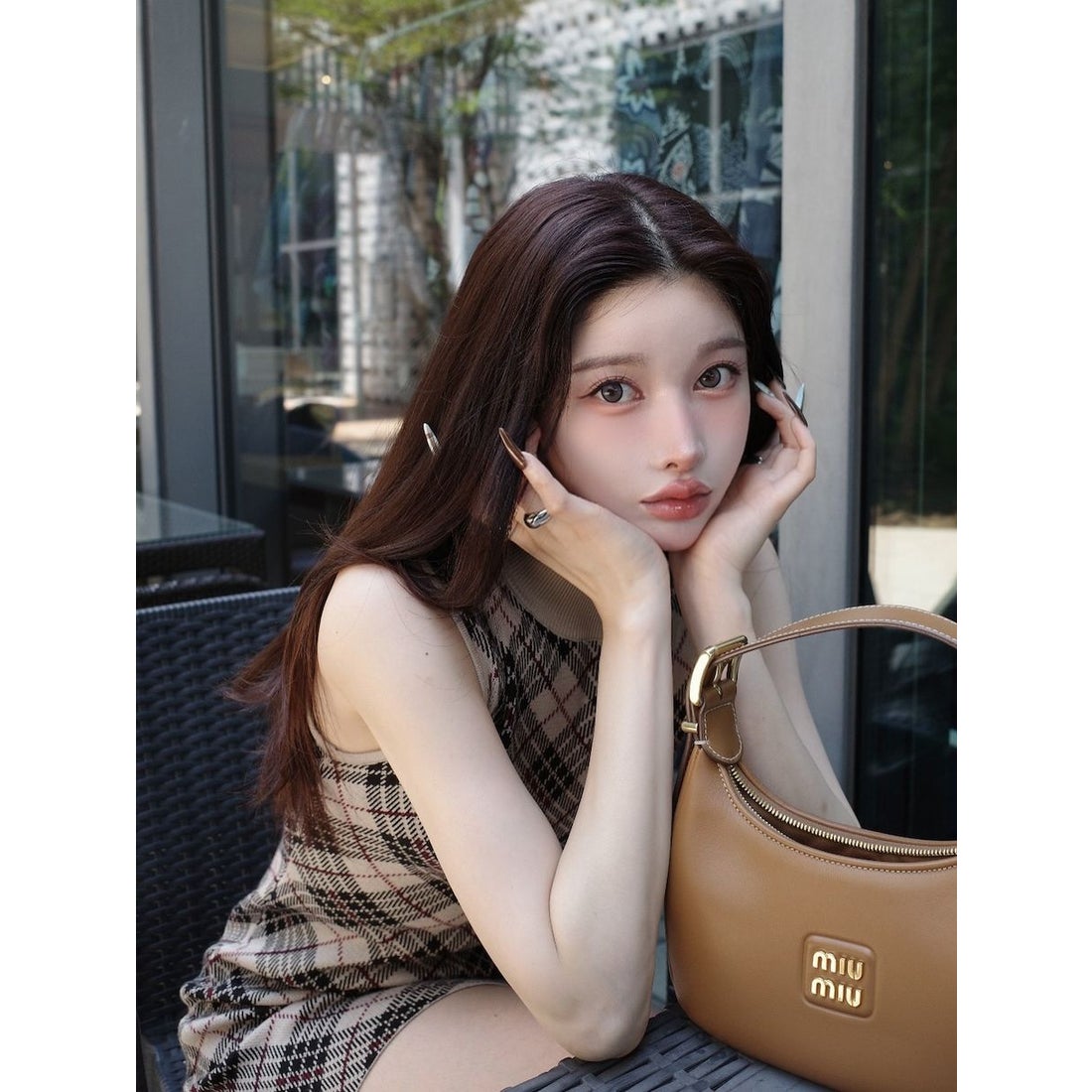 ダーリッチ Darich チェックジャガードノースリニットミニワンピース