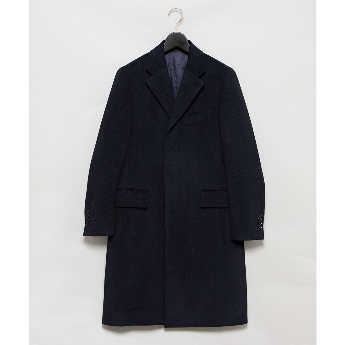 ウールアンゴラヘリンボンチェスターコート(ミドルレングス