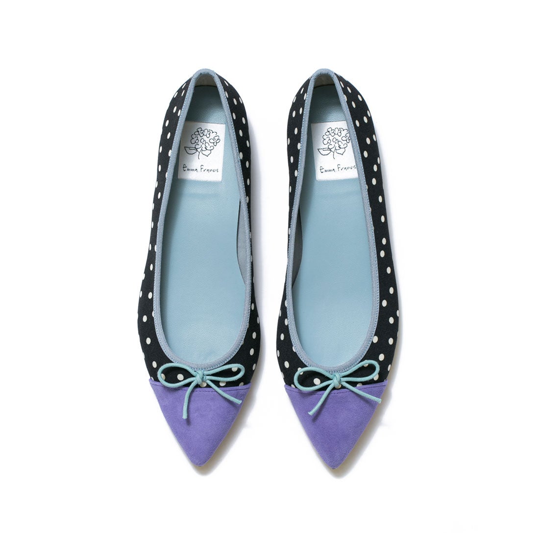 フラットバレエシューズ （ブラック ドット柄） -Emma Francis / エマ