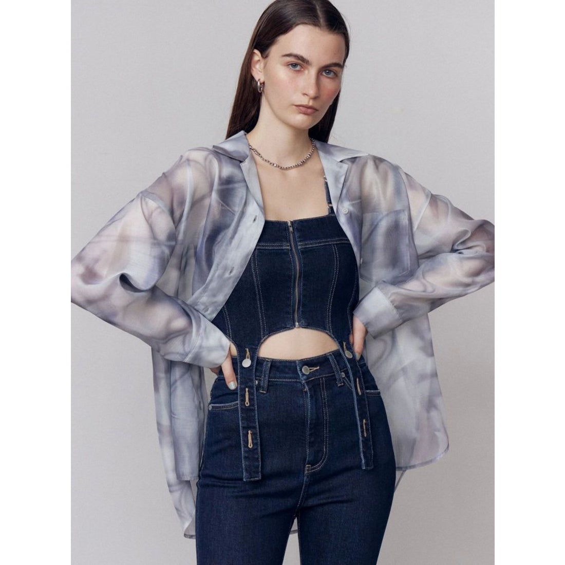 エモダ EMODA コルセットハングデニムサロペット （インディゴ