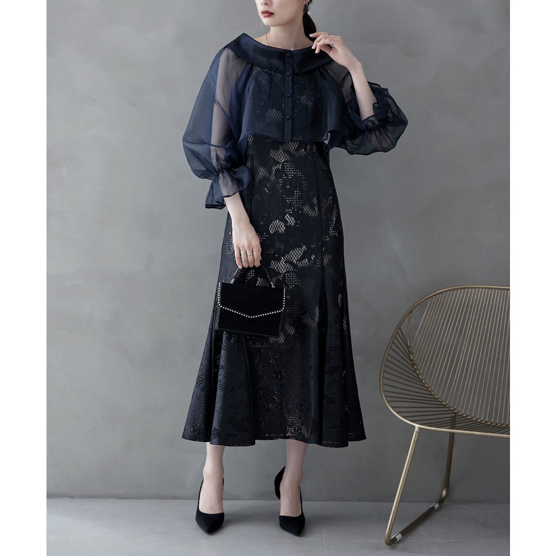 エトル etoll. シアーブラウス&マーメイドキャミソールドレス