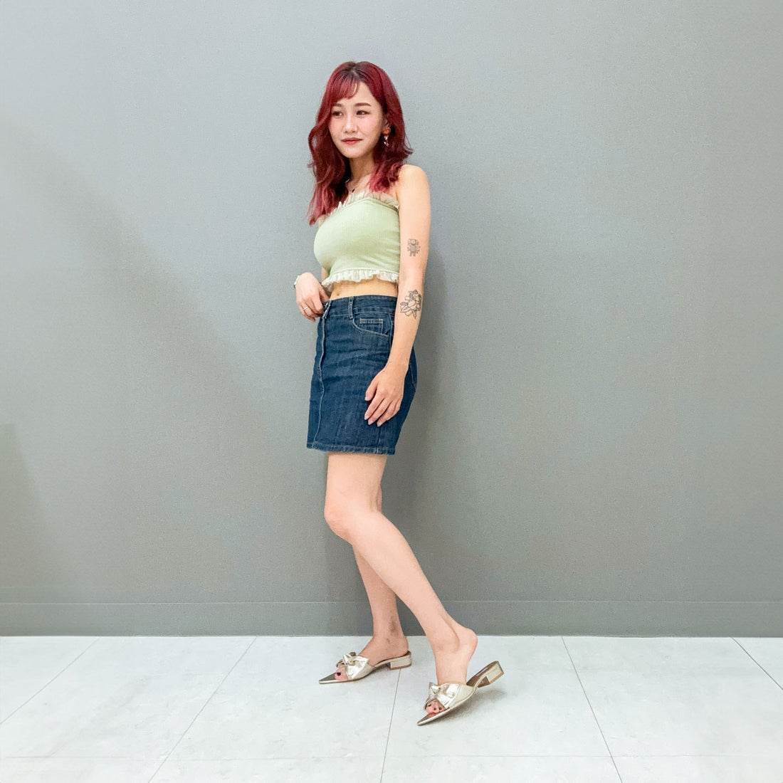 EVOL/イーボル】 リボン2cmヒールサンダル IW5418 （ゴールド