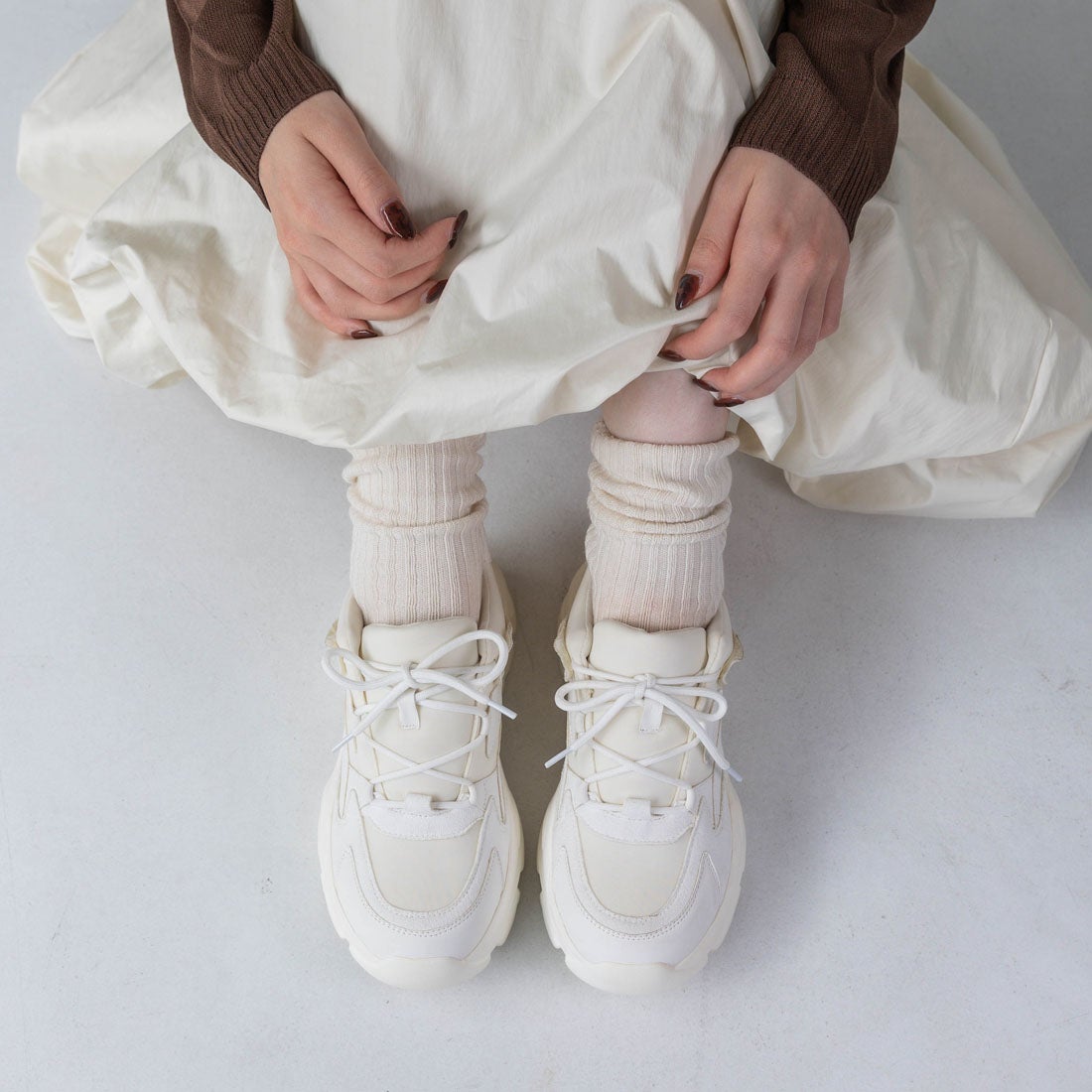 EVOL/イーボル】【XS-LLサイズ展開】軽量厚底レースアップスニーカー