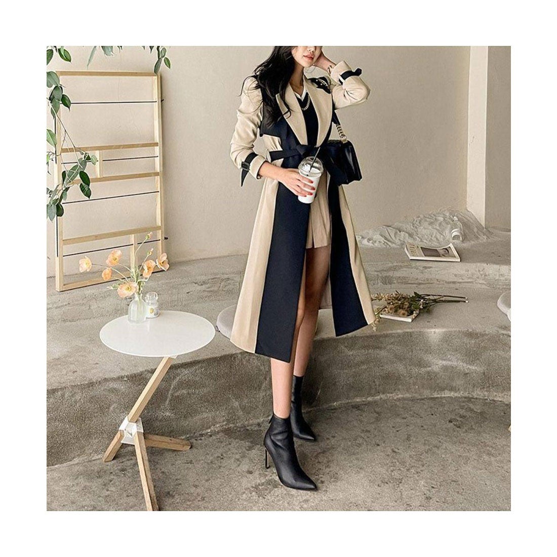 フォースメント Forcement バイカラートレンチコート （ベージュ