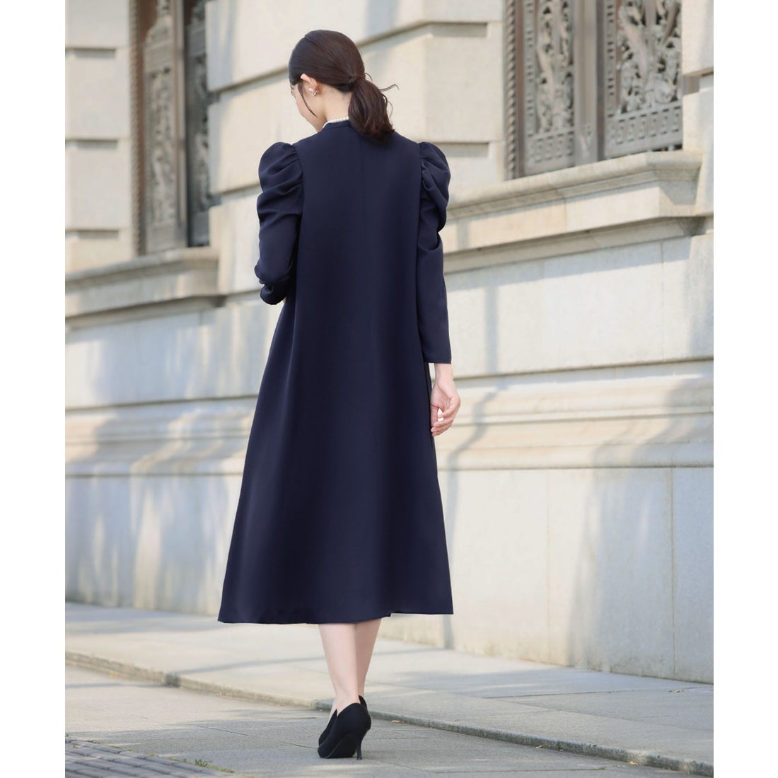 フロリア Flolia 【喪服・礼服】ギャザーショルダーロングフレア