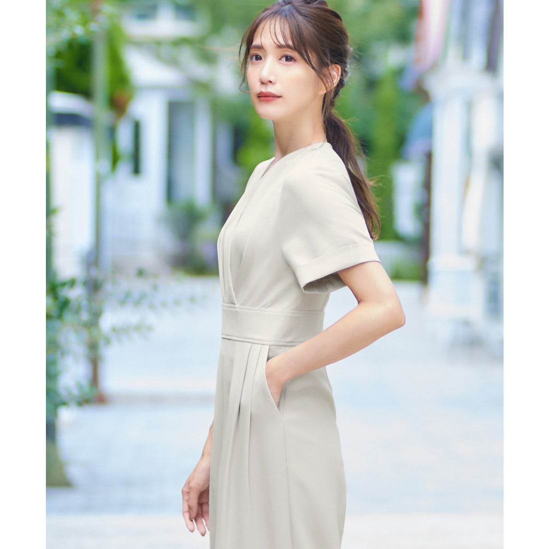 フロリア Flolia カシュクールワイドシルエットオールインワン