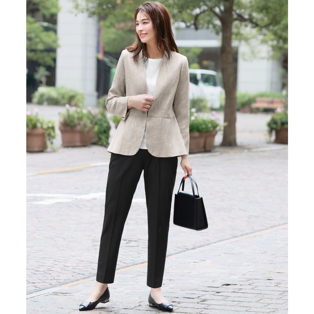 フロリア Flolia ツイードカラーレスジャケット テーパードパンツ