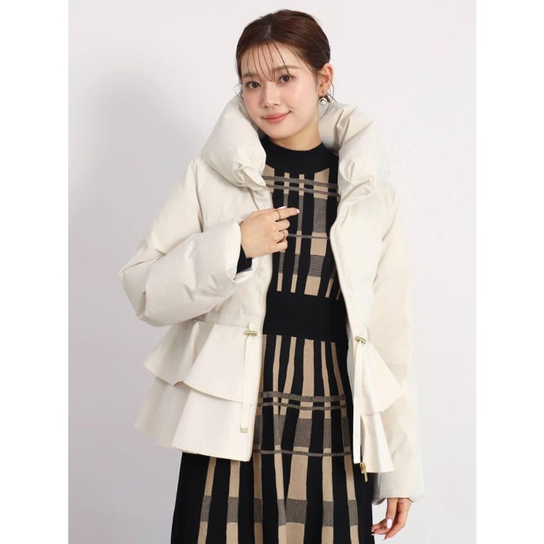 フェンネル FENNEL フリルペプラムダウンコート （ブラック