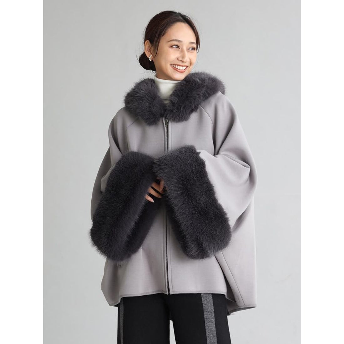 フェンネル FENNEL ポンチョライクファーコート （アッシュグレー