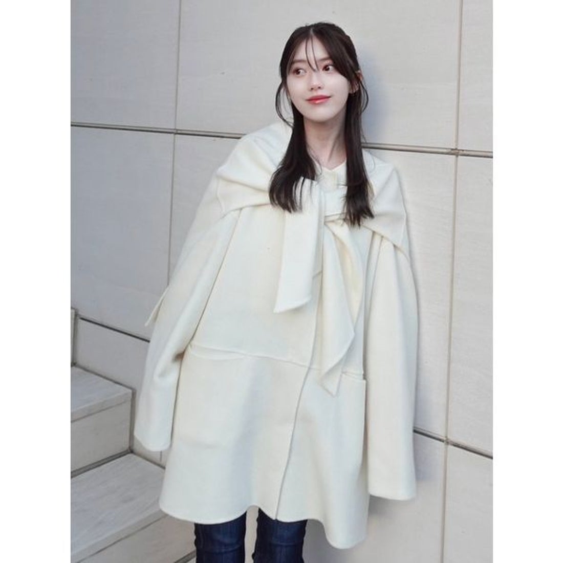 フレイ アイディー FRAY I.D マフラー付ノーカラーリバーミドルコート