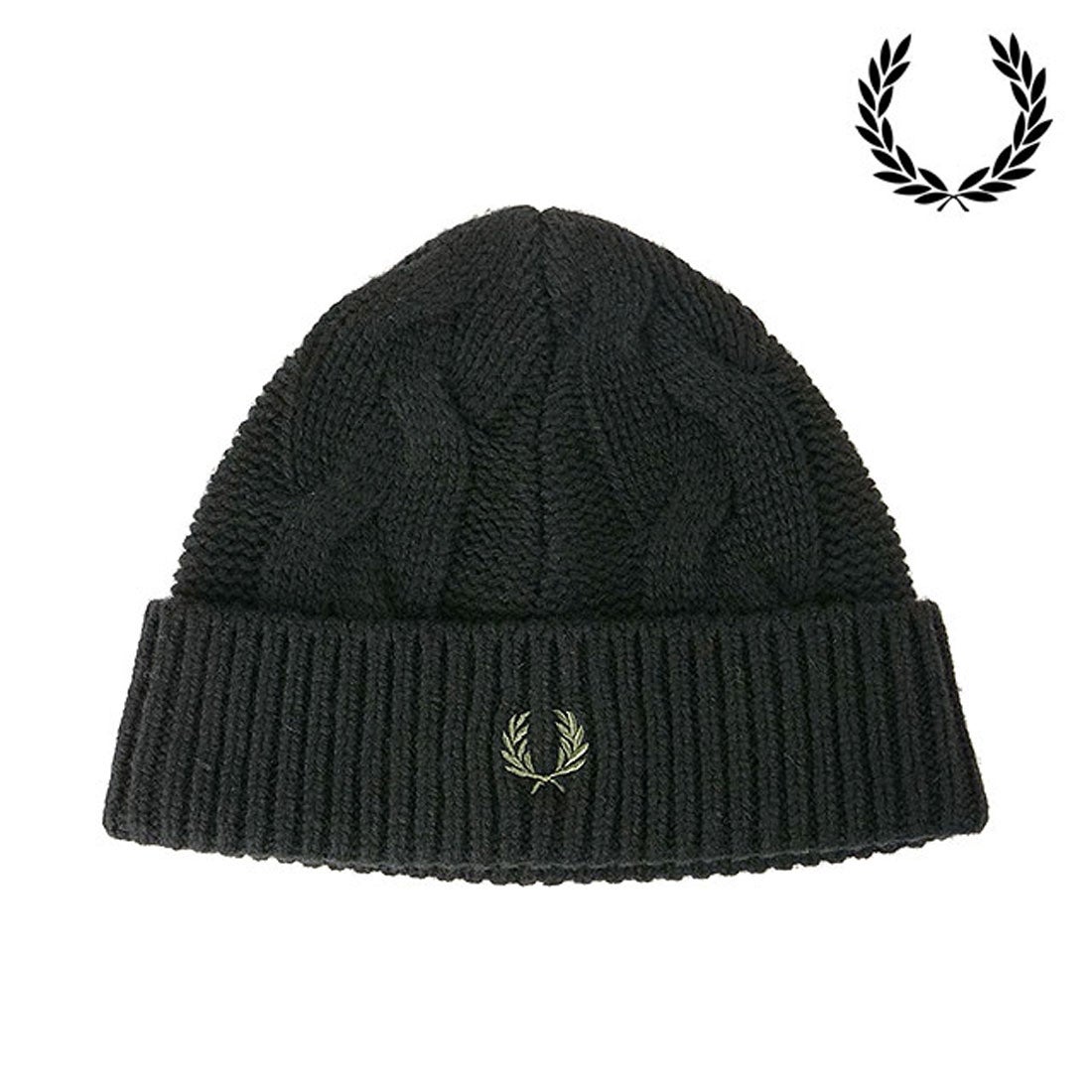 フレッドペリー FRED PERRY LAMBSWOOL CABLE BEANIE BLACK [C8135-102