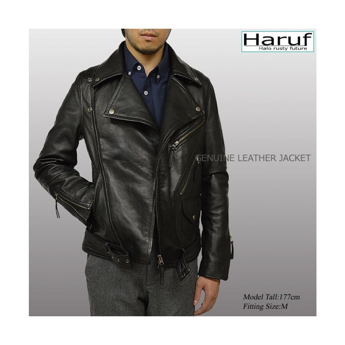 ハルフ Haruf 本革 レザージャケット ダブルライダースジャケット 革