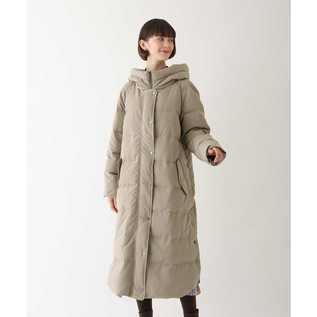 ヒロコ ビス HIROKO BIS 【エコ羽毛】ロング丈ダウンコート （ベージュ