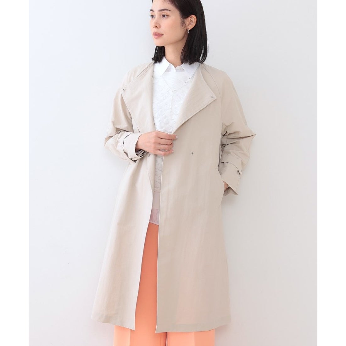 インディヴィ INDIVI 【撥水／UVケア／軽量】トレンチ風ロングコート