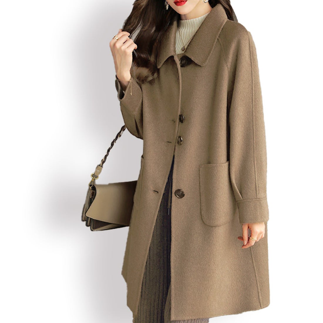 アイカ ica 暖かい メルトン素材 ミドル丈 ゆったり Aライン ラグラン